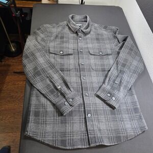 Express Mens Grey Plaid Flannel Button Down Shirt Long Sleeve Size Small